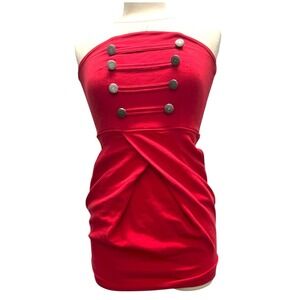 Vtg Y2K XI x Forever21 Military‎ Ruched Pockets  Bodycon Mini Dress Sm Clubwear